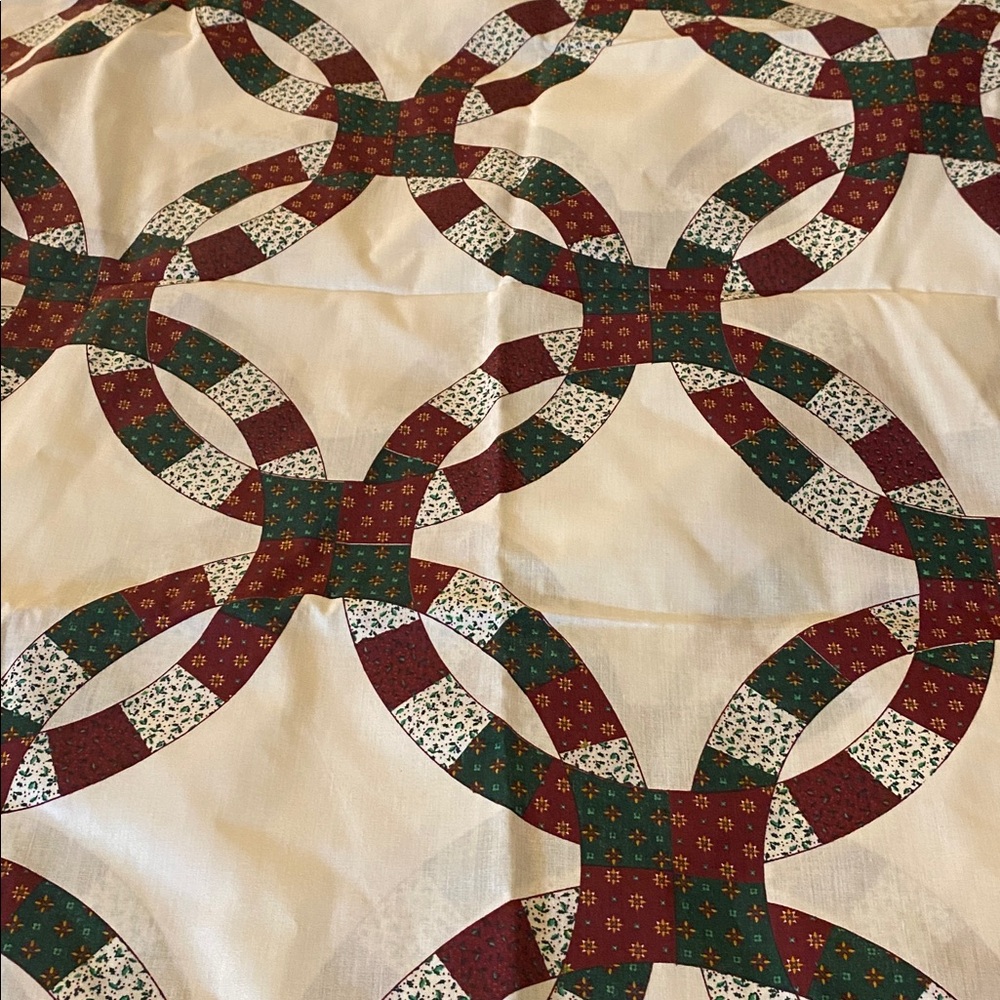 QuiltCheater Quilt Panel Fabric double wedding ring  Prim Vintage Calico 88 x 72